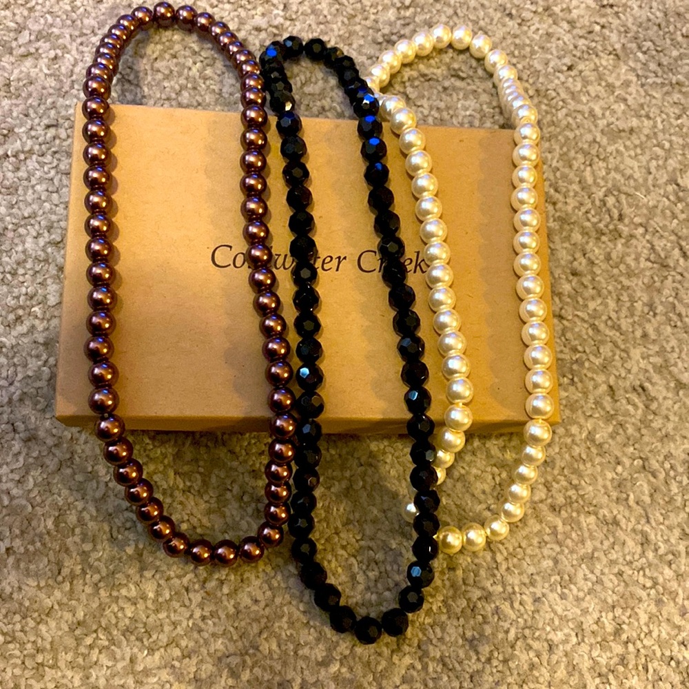 3 Pack Pearl Choker Necklace-Stretchy